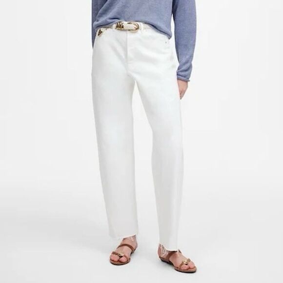 NWT Madewell Women's Tall Pieced Barrel-Leg Jeans Size 23 Tall Tile White - Picture 1 of 13